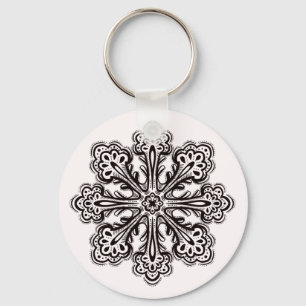 Ink Snowflake Winter Tattoo Art To Colour Key Ring
