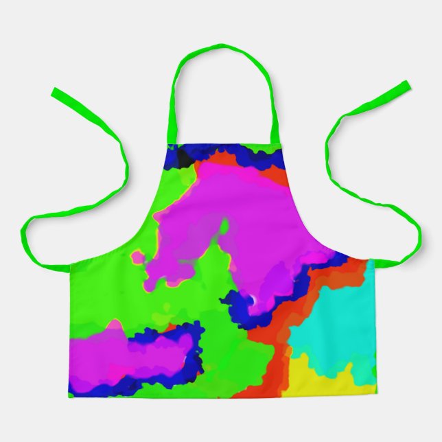 Ink Splash Colourful Abstract Painting Neon Green Apron (Front)