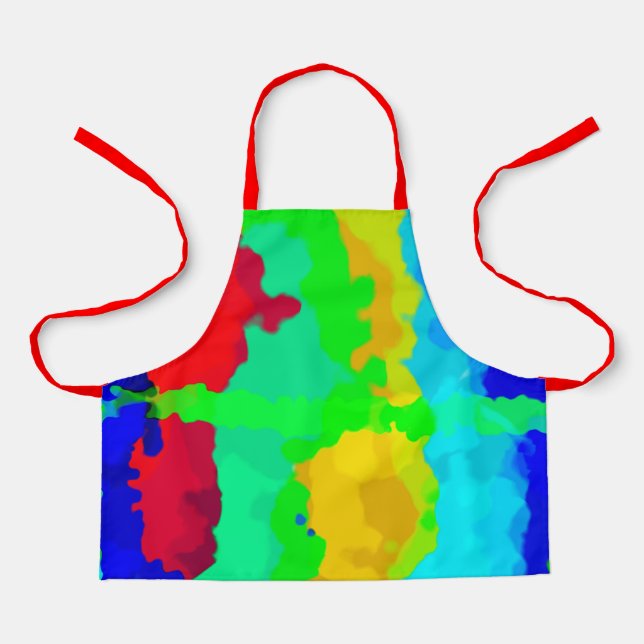 Ink Splash Colourful Bright Abstract Red Green Coo Apron (Front)