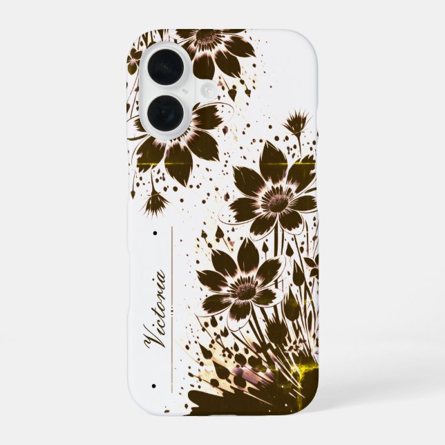 Ink-splashed Bloom iPhone 16 Case (Back)
