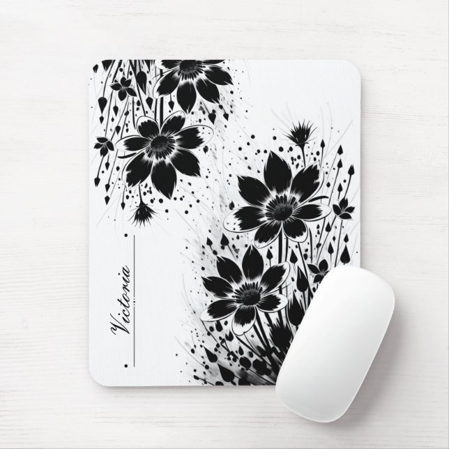 Ink-splashed Bloom Mouse Pad (With Mouse)