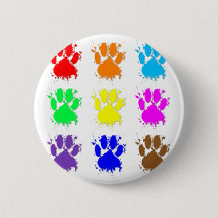 Ink Splatter Dog Paw Pattern 6 Cm Round Badge