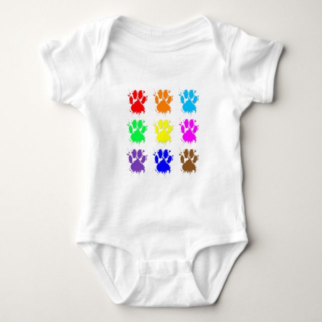 Ink Splatter Dog Paw Pattern Baby Bodysuit (Front)