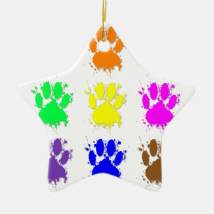 Ink Splatter Dog Paw Pattern Ceramic Ornament