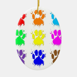 Ink Splatter Dog Paw Pattern Ceramic Tree Decoration