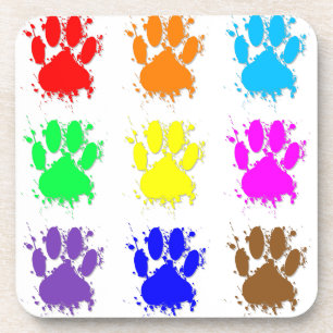 Ink Splatter Dog Paw Pattern Coaster
