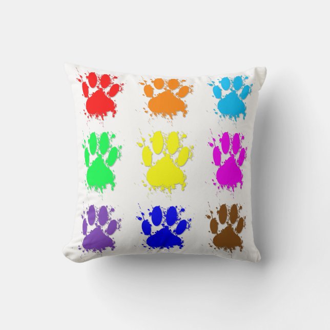 Ink Splatter Dog Paw Pattern Cushion (Front)