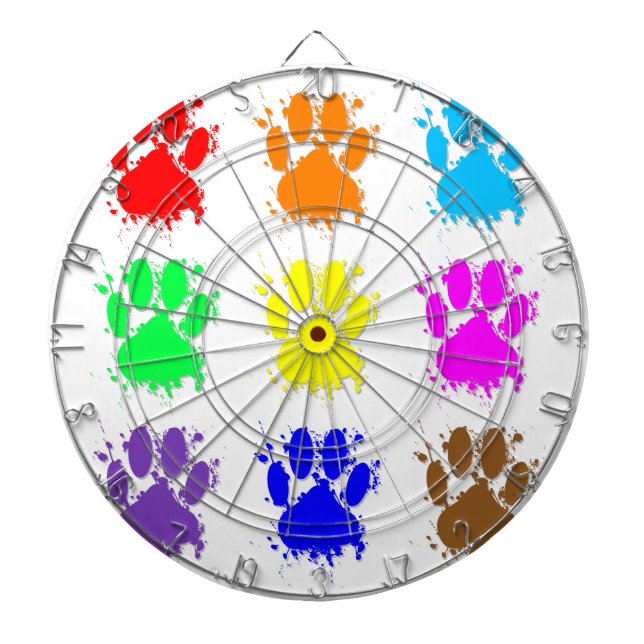Ink Splatter Dog Paw Pattern Dartboard (Front)