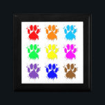 Ink Splatter Dog Paw Pattern Gift Box<br><div class="desc">A colourful pattern of dog paw prints with ink splatter effect.</div>