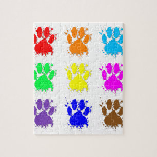 Ink Splatter Dog Paw Pattern Jigsaw Puzzle