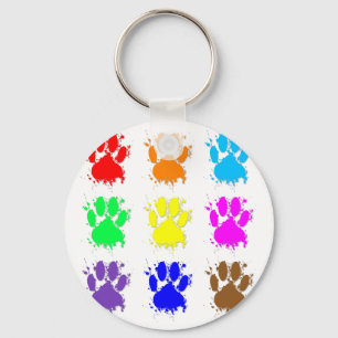 Ink Splatter Dog Paw Pattern Key Ring