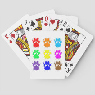 Ink Splatter Dog Paw Pattern Playing Cards