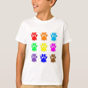 Ink Splatter Dog Paw Pattern T-Shirt