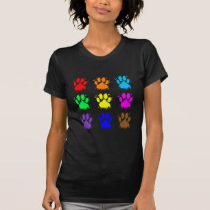 Ink Splatter Dog Paw Pattern T-Shirt