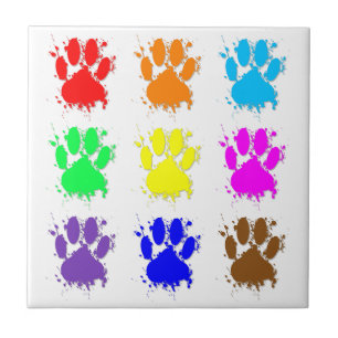 Ink Splatter Dog Paw Pattern Tile