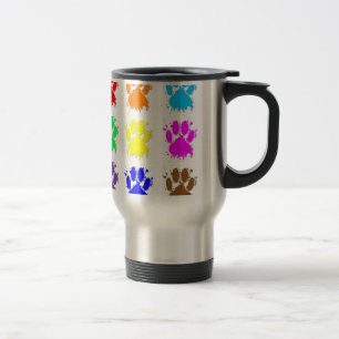 Ink Splatter Dog Paw Pattern Travel Mug