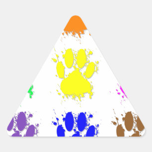 Ink Splatter Dog Paw Pattern Triangle Sticker