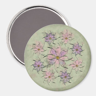 Ink Stain Flowers Mandala Magnet