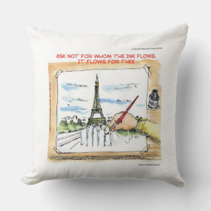 Ink Still Flows In Paris France Cotton ThrowPillow
