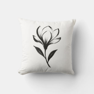  Ink-Style Magnolia – Elegant Floral Design on Cushion