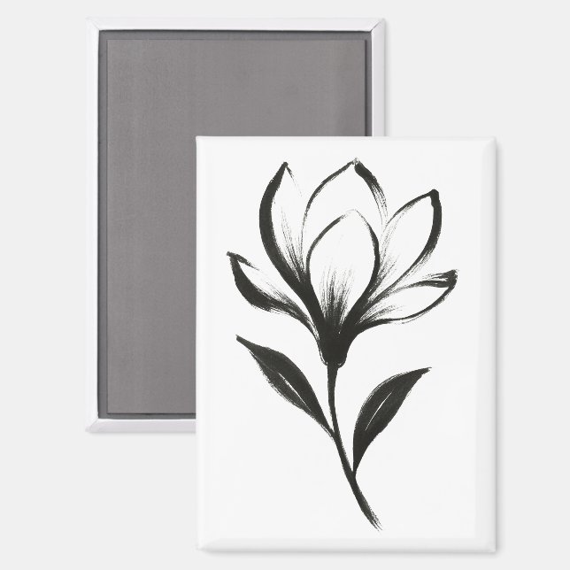  Ink-Style Magnolia – Elegant Floral Design on Magnet (Front/Back)