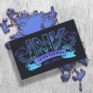Ink Typography Tattoo Artist Lavender/Aqua ID815 Business Card