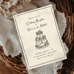 Ink Whimsical Hand Drawn Cake Wedding Reception  Invitation<br><div class="desc">Hand drawn tiered lambeth cake in ink on custom colour background with photo backer option. Customise all text for any wedding event,  or birthday. Open the full editor on tablet or pc to delete the border or scale the cake and text</div>