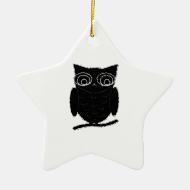 Inkblot Owl Ceramic Tree Decoration (Front)