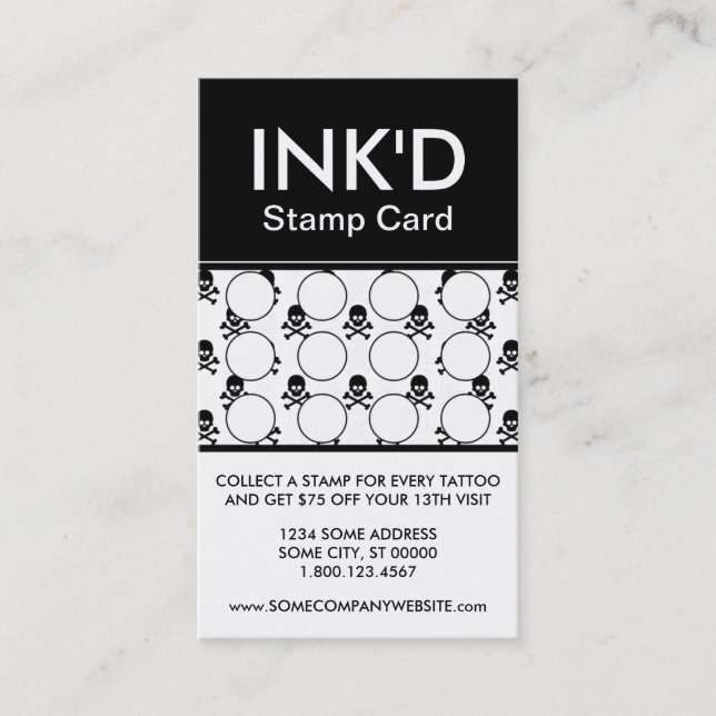 ink'd stamp card (colour customisable) (Front)