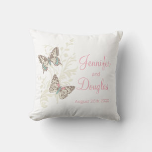 Inked art butterflies personalised wedding pillow