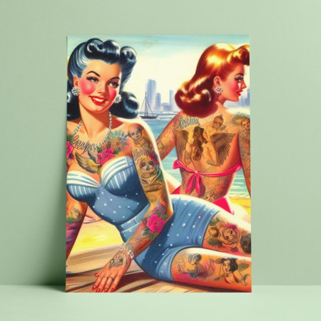 Inked Beach Girls Postcard (Creator Uploaded)
