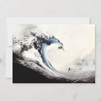 Inked Blue Ocean Wave Holiday Card