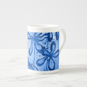 Inked Flowers Blue Bone China Mug