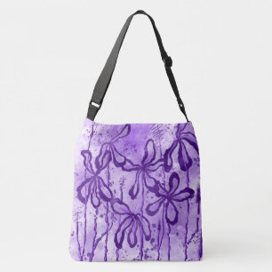 Inked Flowers Lavender Crossbody Bag