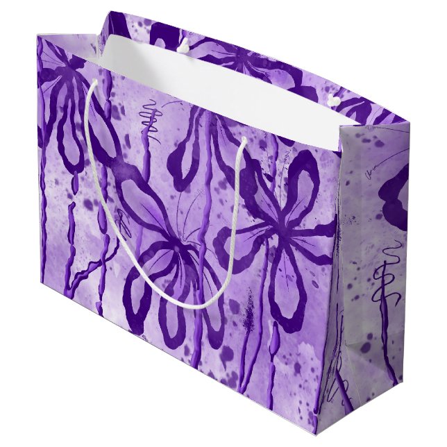 Inked Flowers - Lilac  Large Gift Bag (Back Angled)