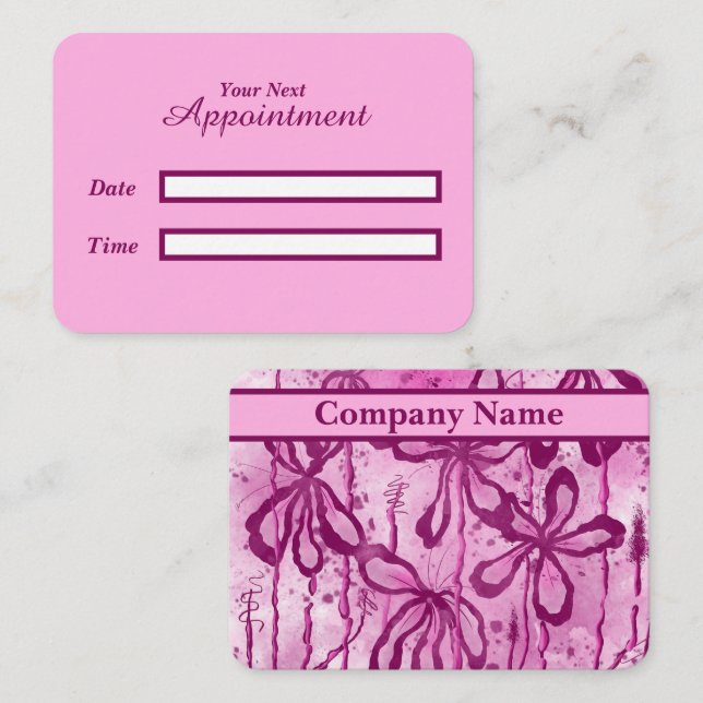 Inked Flowers Pink Appointment Card (Front/Back)