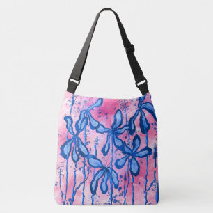 Inked Flowers Pink & Blue Crossbody Bag
