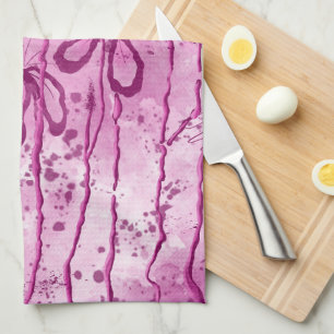 Inked Flowers Pink Sky Tea Towel