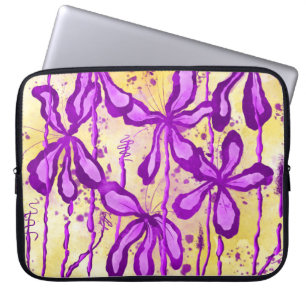 Inked Flowers Yellow Laptop Sleeve
