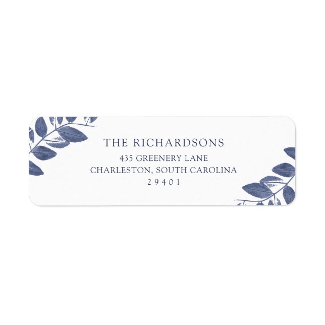 Inked Foliage | Wedding Return Address Label (Front)