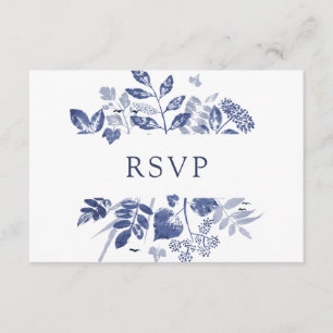 Inked Foliage Wedding RSVP Card