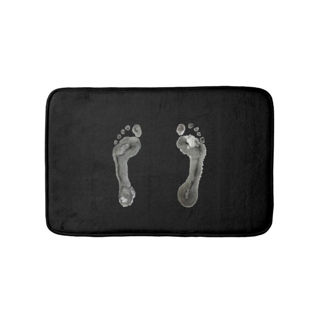 Inked Footprints (Black) Bath Mat (Front)