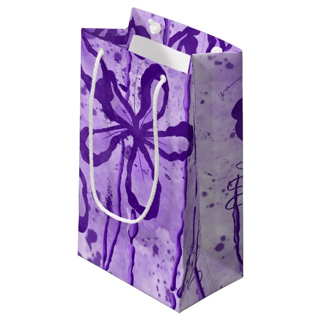 Inked Lilies - Lilac  Small Gift Bag (Front Angled)