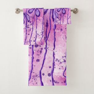 Inked Lilies Pink  Sky  Bath Towel Set