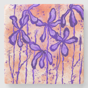 Inked Lilies Tropical Sky Stone Coaster