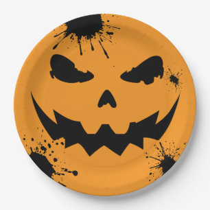 Inked Pumpkin Paper Plate