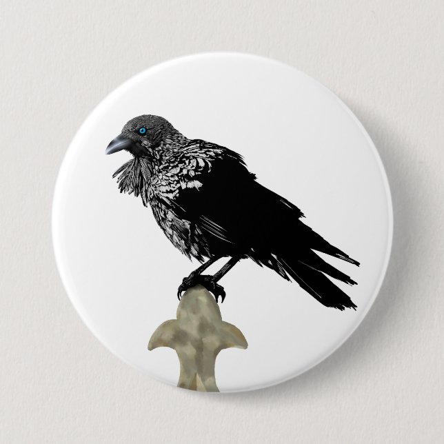 Inked Raven 7.5 Cm Round Badge (Front)
