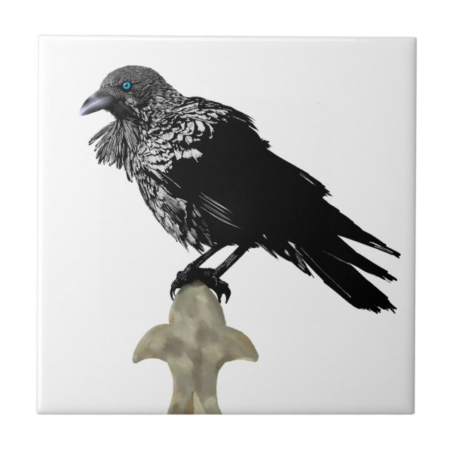 Inked Raven Ceramic Tile (Front)