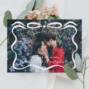 Inked Ribbons and Bow Photo Save The Date