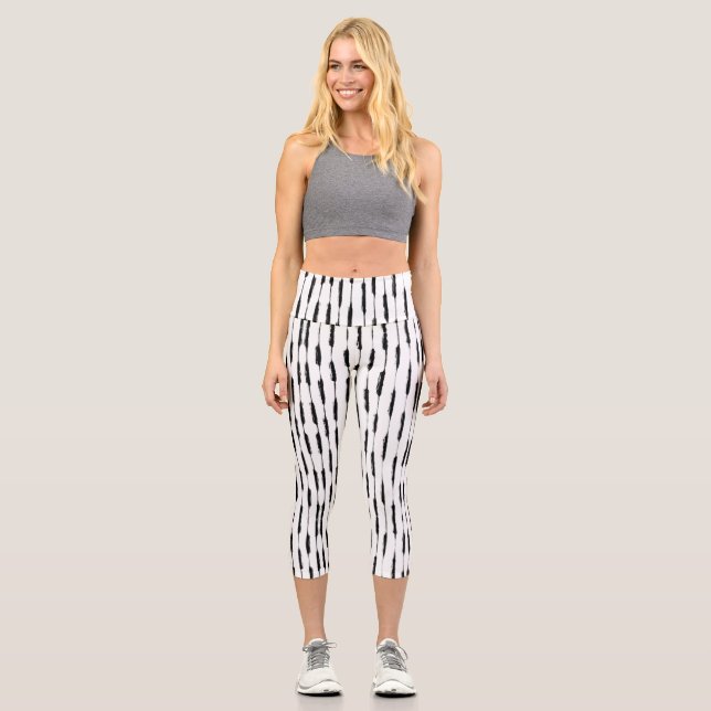 Inked Stripes Capri Leggings (Front)